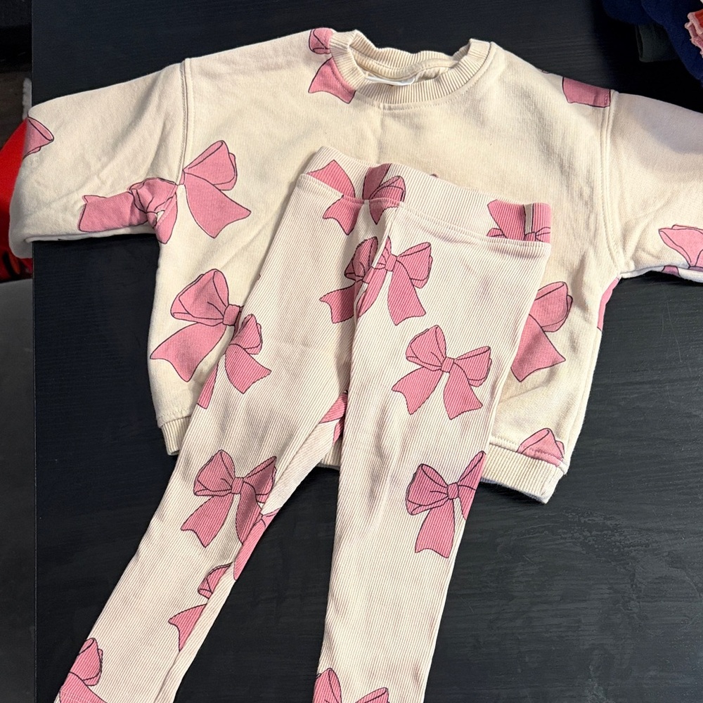 Zara Kids Matching Set in Cream and Pink